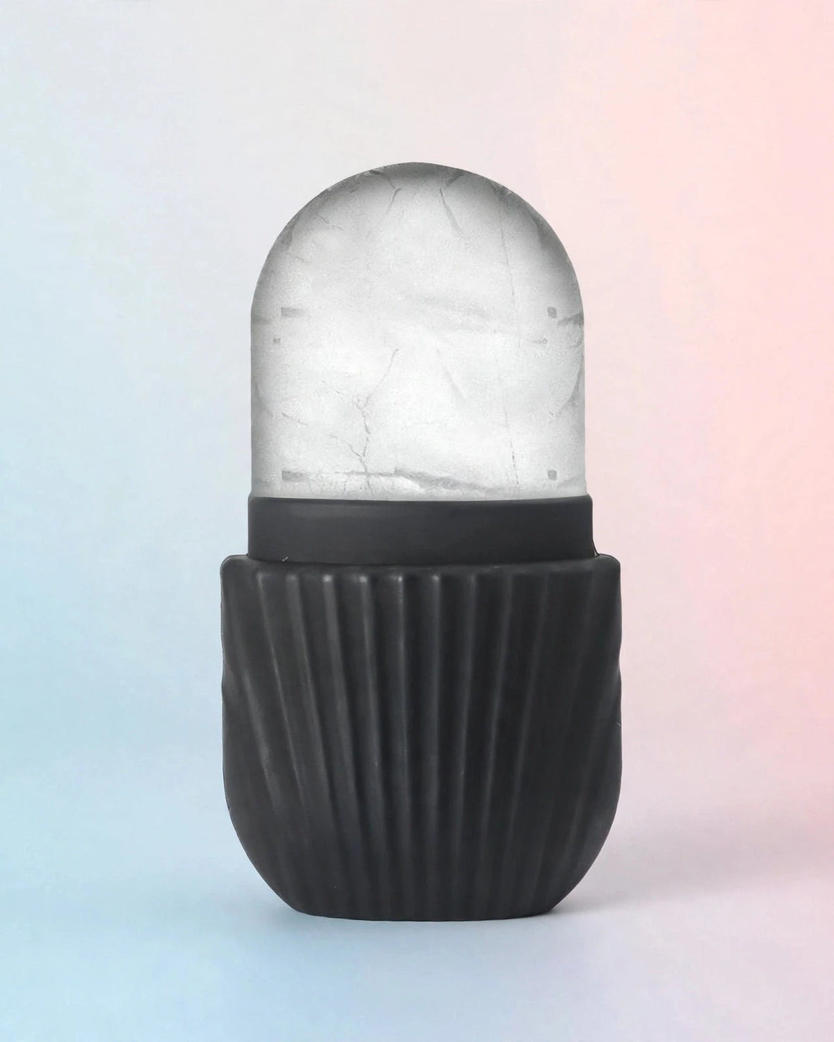 Frost Glow black ribbed silicone ice mold with clear dome top